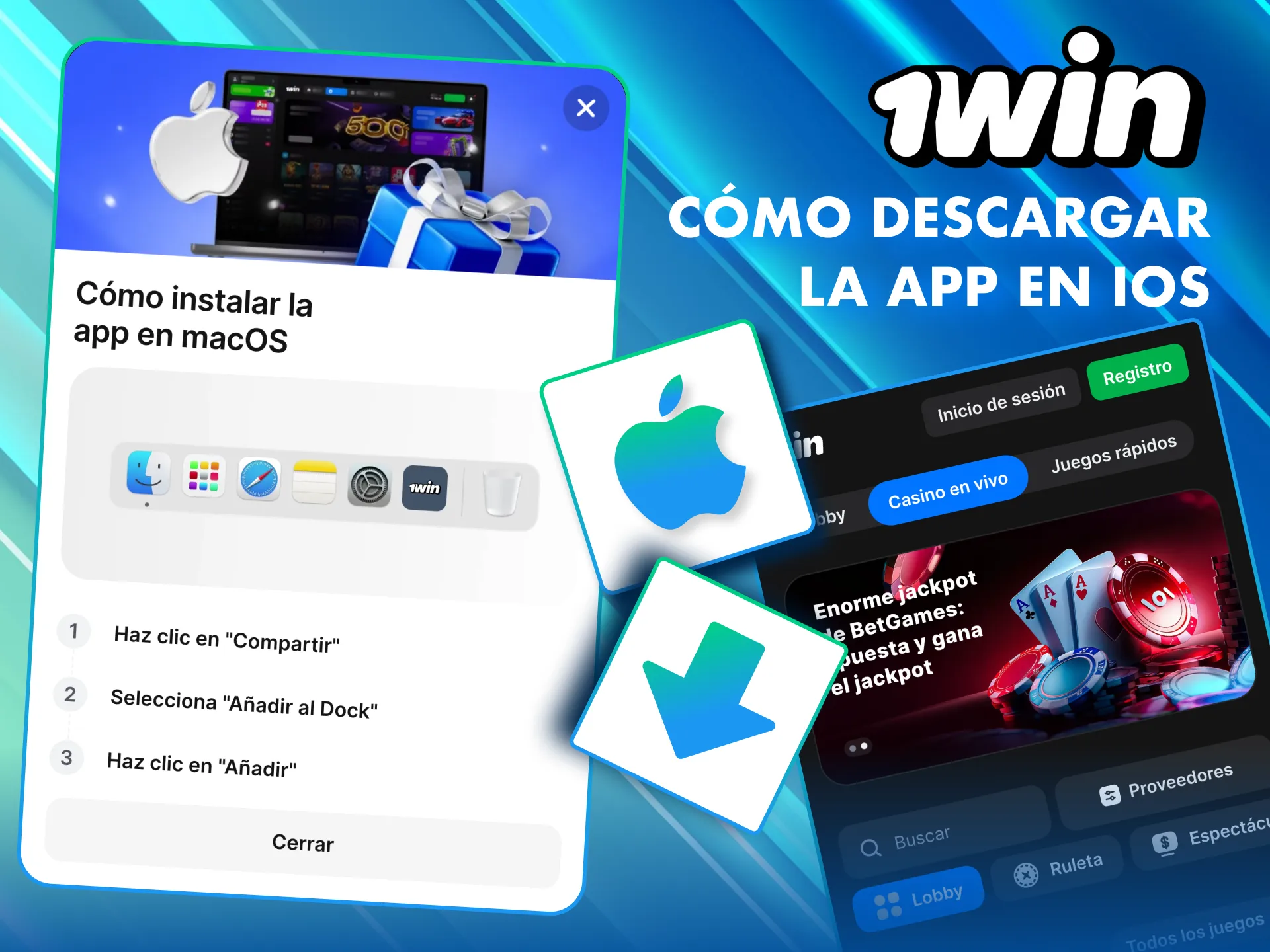 Instala la app 1Win en iPhone como acceso directo PWA.